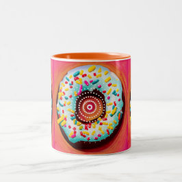 Caneca De Café Em Dois Tons Pop Art Rosquinha