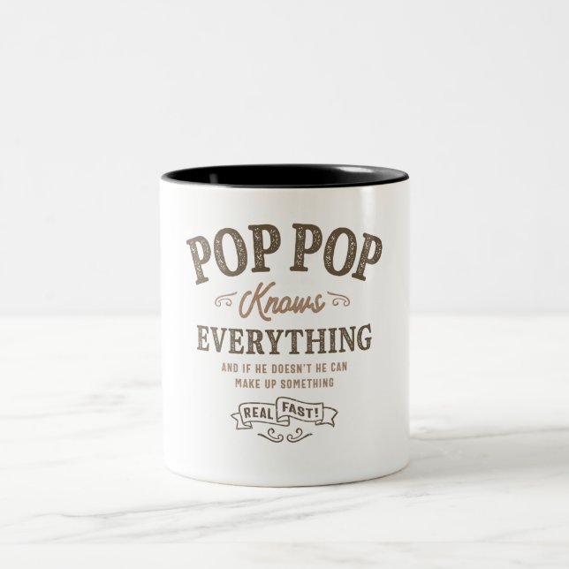 Caneca De Café Em Dois Tons Pop-Pop sabe tudo (Centro)