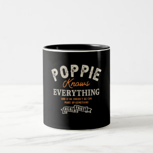 Caneca De Café Em Dois Tons Poppie Sabe Tudo Cita Vovô Engraçado