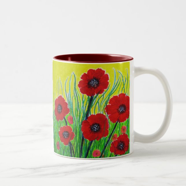Caneca De Café Em Dois Tons Poppies vermelhos (Direita)