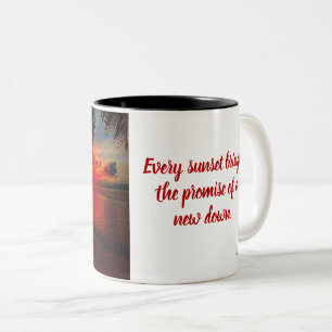 Caneca De Café Em Dois Tons Pôr do Sol em Caneca Editável