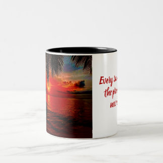Caneca De Café Em Dois Tons Pôr do Sol em Caneca Editável