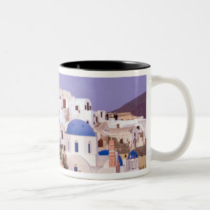 Caneca De Café Em Dois Tons Pôr do sol em Oil, Santorini 2