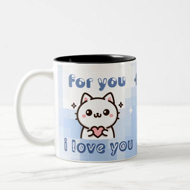 Caneca De Café Em Dois Tons Por você, eu te amo (Esquerda)