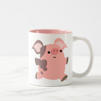 Caneca De Café Em Dois Tons Porco de Cartoon Esportivo Bonito