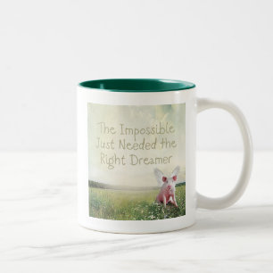 Caneca De Café Em Dois Tons Porco Voador Inspirador Caprichoso