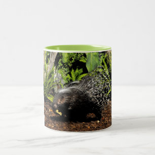 Caneca De Café Em Dois Tons Porcupina alimentando