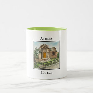 Caneca De Café Em Dois Tons Porta Antiga Madrasa, Ágora Romana, Atenas, Grécia