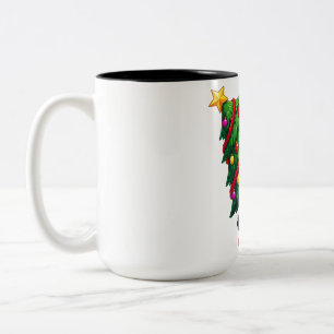 Caneca De Café Em Dois Tons Porta-árvore de Natal de Pinguim