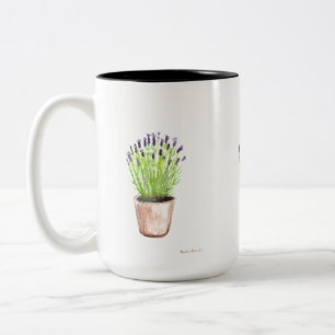 Caneca De Café Em Dois Tons Porta copos do azulejo da planta pote da lavanda