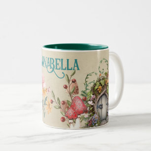 Caneca De Café Em Dois Tons Porta de Jardim de Fadas da Floresta Encantada Vin