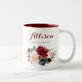 Caneca De Café Em Dois Tons Porta-vozes florais de marinho de Borgonha