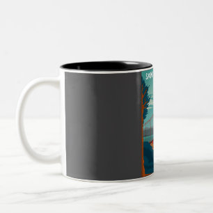 Caneca De Café Em Dois Tons Portão do Ouro Poster de viagens da Califórnia em