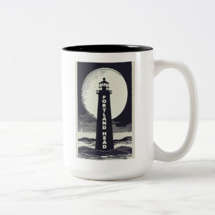 Caneca De Café Em Dois Tons Portland Head Maine Lighthouse Moon