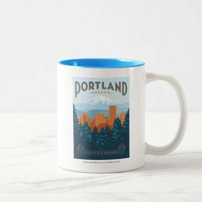 Caneca De Café Em Dois Tons Portland, OR (Direita)