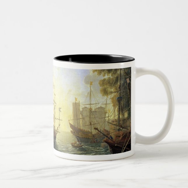 Caneca De Café Em Dois Tons Porto com o embarque de St Ursula (Direita)