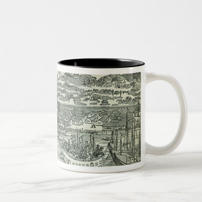 Caneca De Café Em Dois Tons Porto da cidade do cantão (Direita)