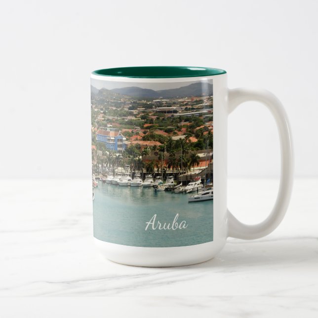 Caneca De Café Em Dois Tons Porto de Aruba (Direita)