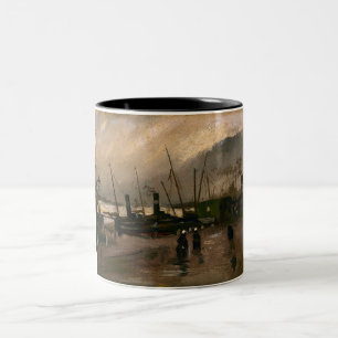 Caneca De Café Em Dois Tons Porto de Pescadores de Amsterdã Tempestade de Vinc