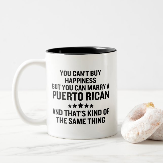 Caneca De Café Em Dois Tons porto-riquenho (Com Donut)