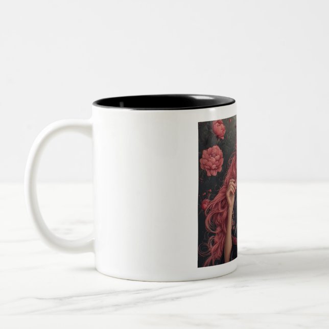 Caneca De Café Em Dois Tons Portrait of floral elegance (Esquerda)