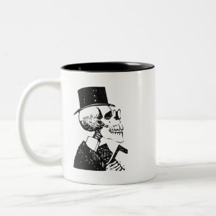 Caneca De Café Em Dois Tons Posada Calavera com Chapéu e Cane Superior