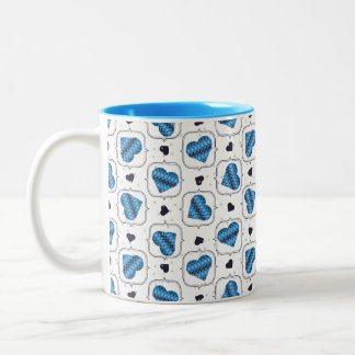 Caneca De Café Em Dois Tons Posh Argyle Dark Blue Hearts