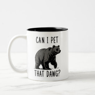 Caneca De Café Em Dois Tons Posso Acariciar Esse Cachorro? Urso Meme Cachorro 