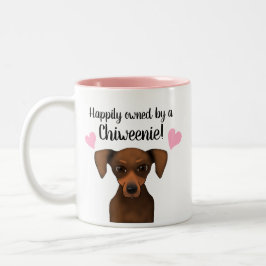 Caneca De Café Em Dois Tons Possuído feliz por um Dachshund da chihuahua de