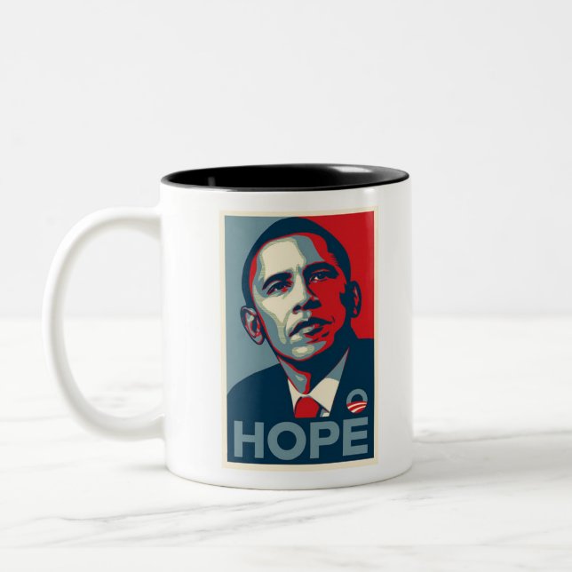 Caneca De Café Em Dois Tons Poster da esperança de Barack Obama (Esquerda)