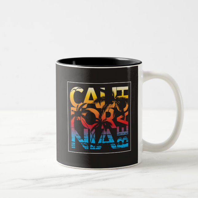 Caneca De Café Em Dois Tons Poster da praia de Califórnia (Direita)