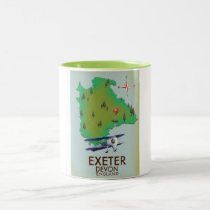 Caneca De Café Em Dois Tons Poster das viagens vintage de Exeter Devon