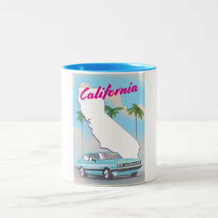 Caneca De Café Em Dois Tons poster de férias estilo Vintage da Califórnia