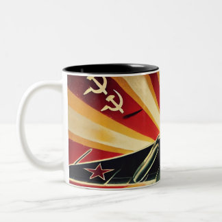 Caneca De Café Em Dois Tons Poster de propaganda soviética MiG-15 Vintage