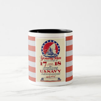 Caneca De Café Em Dois Tons poster DE RECRUTAMENTO DE MARINHOS DOS EUA, 1940