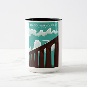 Caneca De Café Em Dois Tons Pôster de viagem Leaderfoot Viaduct Escócia