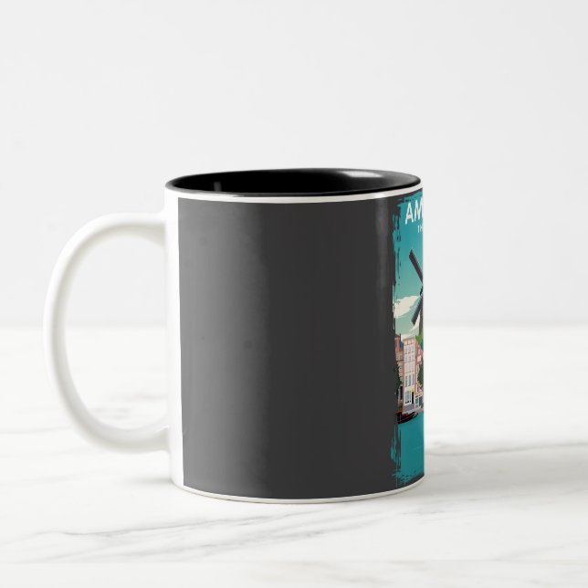 Caneca De Café Em Dois Tons Poster de viagens Amesterdã (Esquerda)