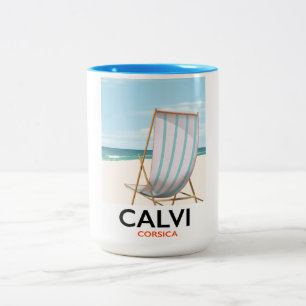 Caneca De Café Em Dois Tons Poster de viagens Calvi Córsega
