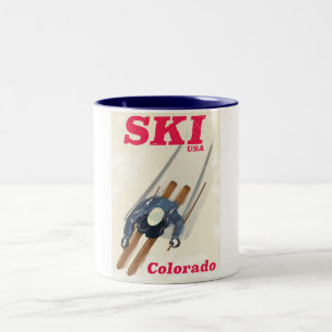 Caneca De Café Em Dois Tons Poster de viagens Colorado Ski USA