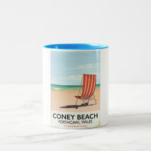 Caneca De Café Em Dois Tons Poster de viagens Coney Beach Porthcawl Wales