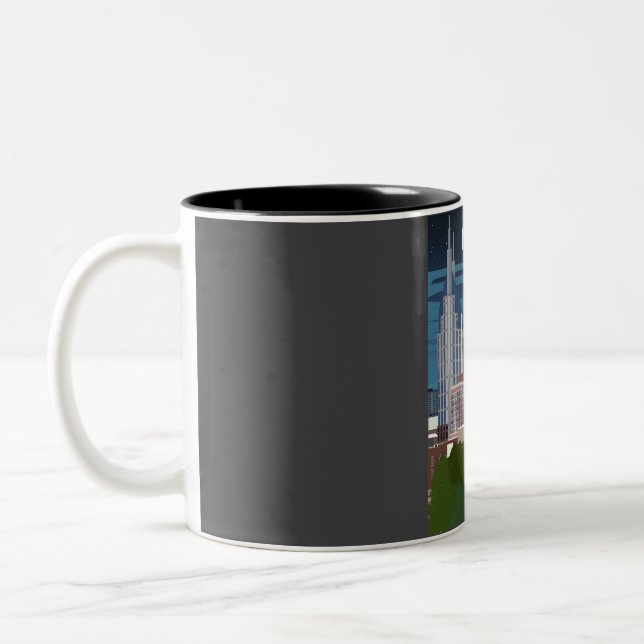 Caneca De Café Em Dois Tons Poster de viagens da cidade de Nashville Tennessee (Esquerda)