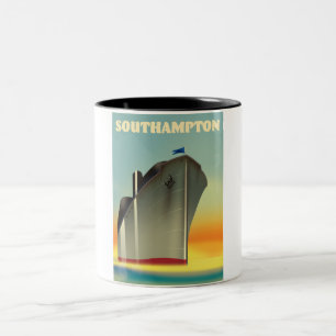 Caneca De Café Em Dois Tons poster de viagens de cruzeiros Southampton