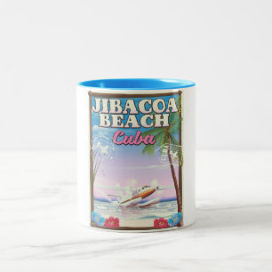 Caneca De Café Em Dois Tons Poster de viagens de Cuba na praia de Jibacoa