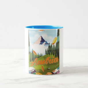 Caneca De Café Em Dois Tons Poster de viagens de desenho animado austríaco