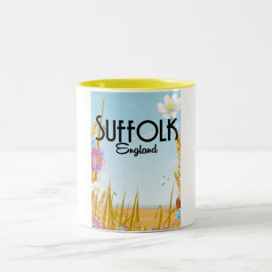 Caneca De Café Em Dois Tons Poster de viagens de desenho animado da Suffolk En