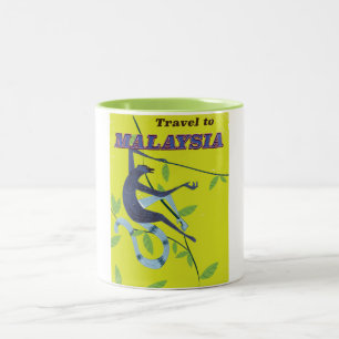 Caneca De Café Em Dois Tons Poster de viagens de estilo de vintage da Malásia