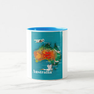Caneca De Café Em Dois Tons Poster de viagens de Mapa da Austrália
