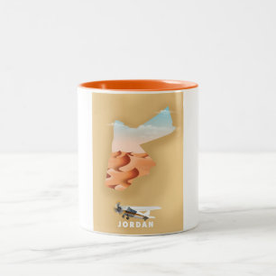 Caneca De Café Em Dois Tons Poster de viagens de mapa ilustrado da Jordânia