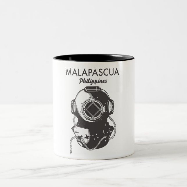 Caneca De Café Em Dois Tons Poster de viagens de mergulho nas Filipinas (Centro)