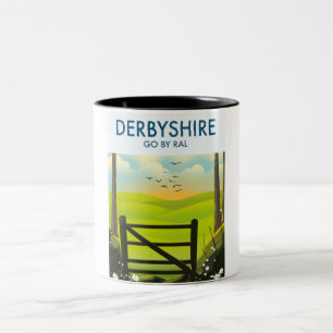 Caneca De Café Em Dois Tons Poster de viagens de Paisagem de Derbyshire